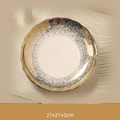 Wavy Nordic Gold Ceramic Retro Dinner Plate