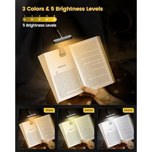Frendorf | Augenfreundliche LED-Bücherlampe – Wiederaufladbar & Dimmbar mit 3 Farboptionen und flexiblem Hals für das Lesen im Bett und als Nachtlicht