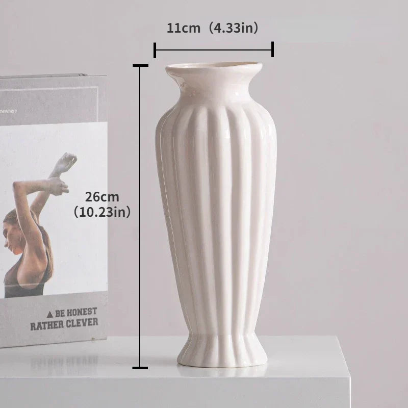 Frendorf | Vasea Nordic Große Keramikvase | Minimalistische Trockenblumenvase | Tisch- & Wohnzimmereinrichtung für Blumenarrangements