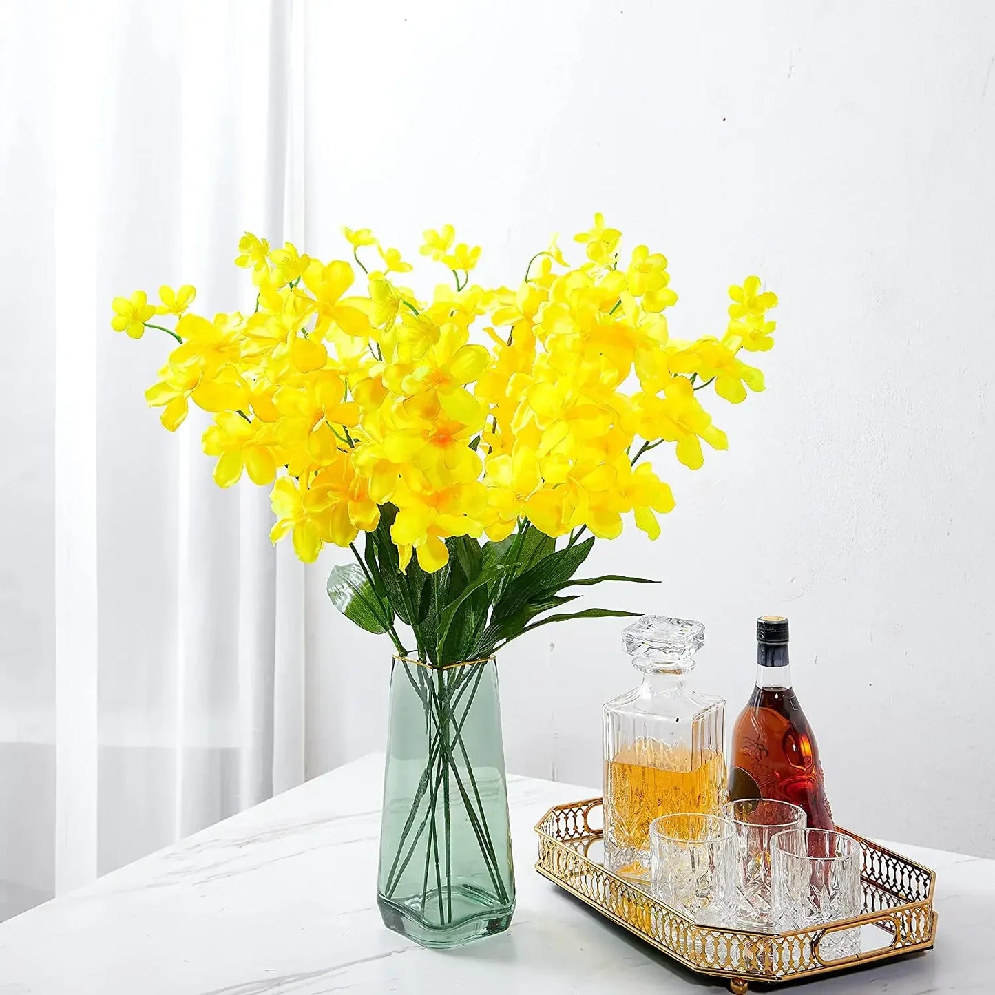 Frendorf | 10 Stück künstliche blaue Orchideenblumen mit langen Stielen – Großpackung dekorative falsche Schmetterlingsorchideen für Hochzeiten und Wohnkultur