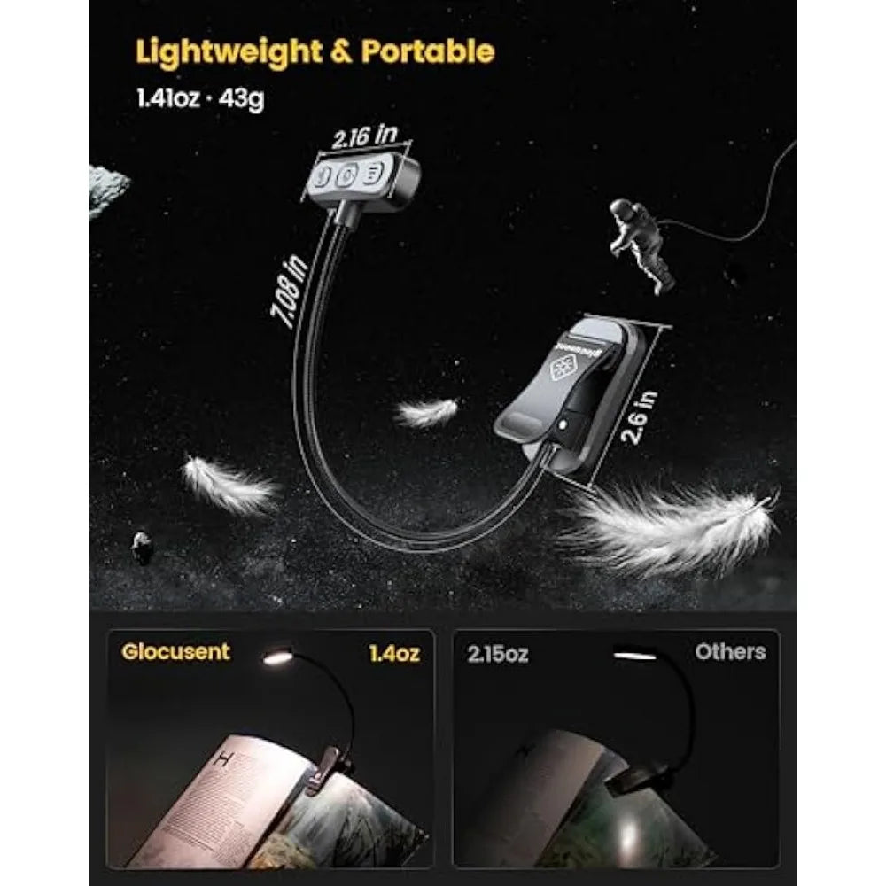 Frendorf | Augenfreundliche LED-Bücherlampe – Wiederaufladbar & Dimmbar mit 3 Farboptionen und flexiblem Hals für das Lesen im Bett und als Nachtlicht