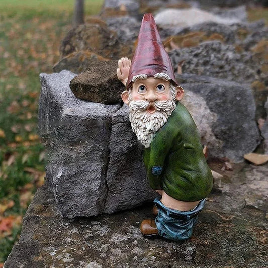 Kreative urinierende Gartenzwerg Statue Harz Handwerk Weißbärtiger alter Mann Zwerg Skulptur Weihnachtsgarten Innenhof Dekoration