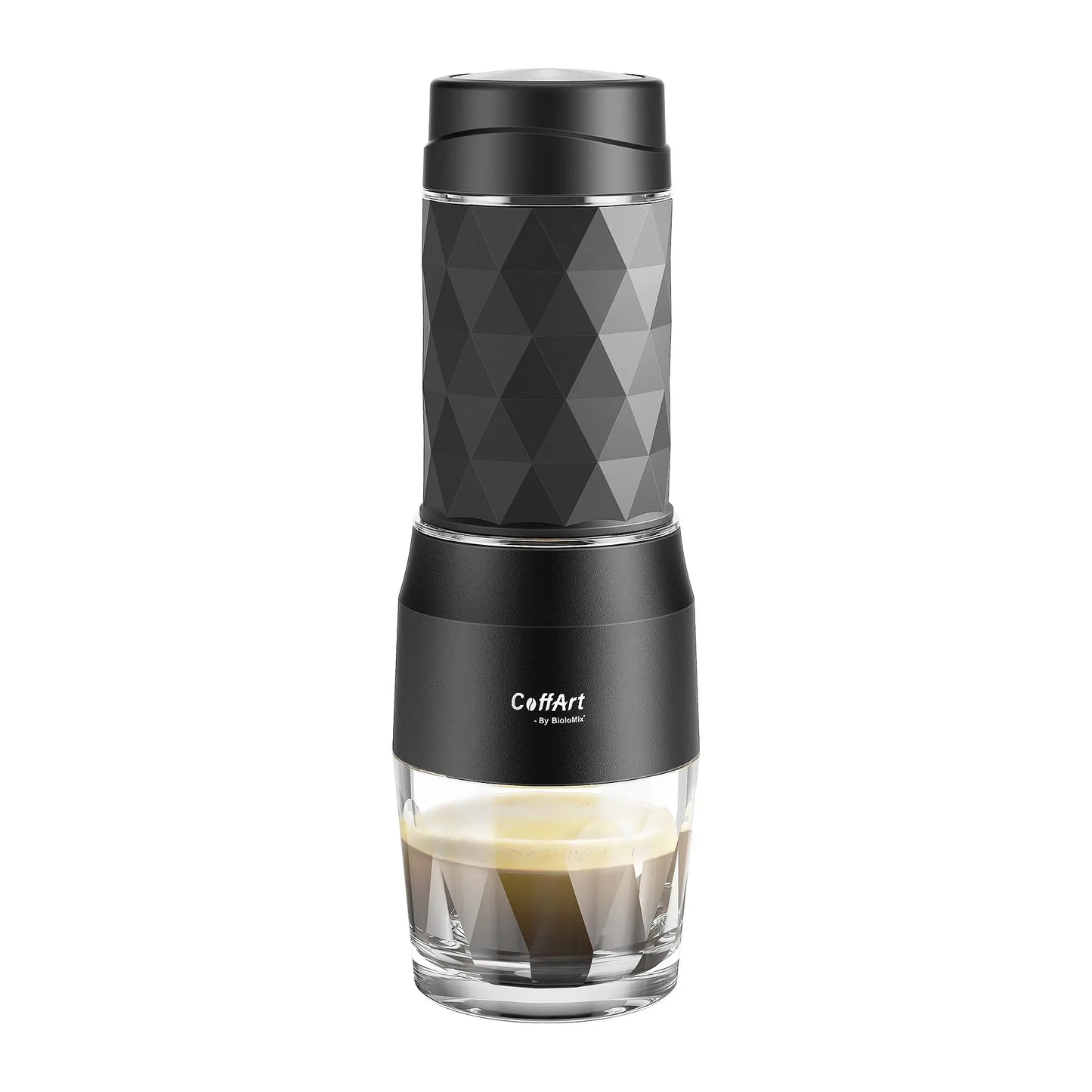 Tragbare Kaffeemaschine Espressomaschine Handpresse Kapsel gemahlener Kaffeebrüher tragbar für Reisen und Picknick, BioloMix