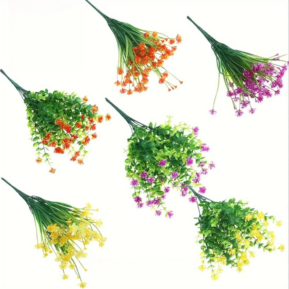 Frendorf | 12/18/30/36 Stück Kunstblumen – UV-beständig, mehrfarbige Kunstblumen & Sträucher für Außenfenster, Veranda & Gartendekoration