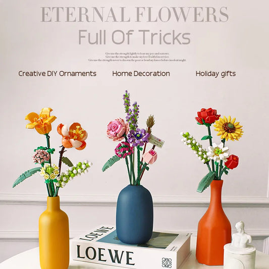 Frendorf | BloomBlocks Romantisches Rosen-Bouquet | Bauklötze Set | DIY Dekoration | Geschenk für Mädchen