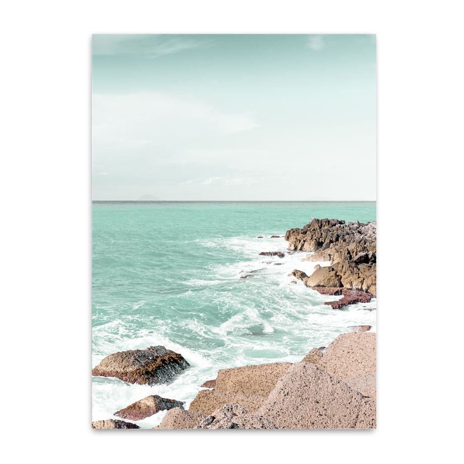 Venice Amalfi Küstenstadt Wasserfall Leinwandposter | Nordisches Schlafzimmer Wandkunst für Wohnzimmer Wohnkultur