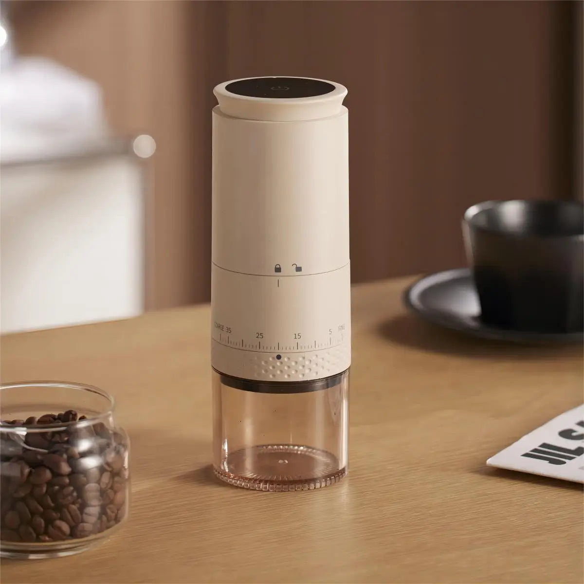 Frendorf | 1500mAh Elektrische Kaffeemühle Extern einstellbare Type-C-Lade Kaffeemühle Bohnenmahlmaschine Kaffeezubereiter