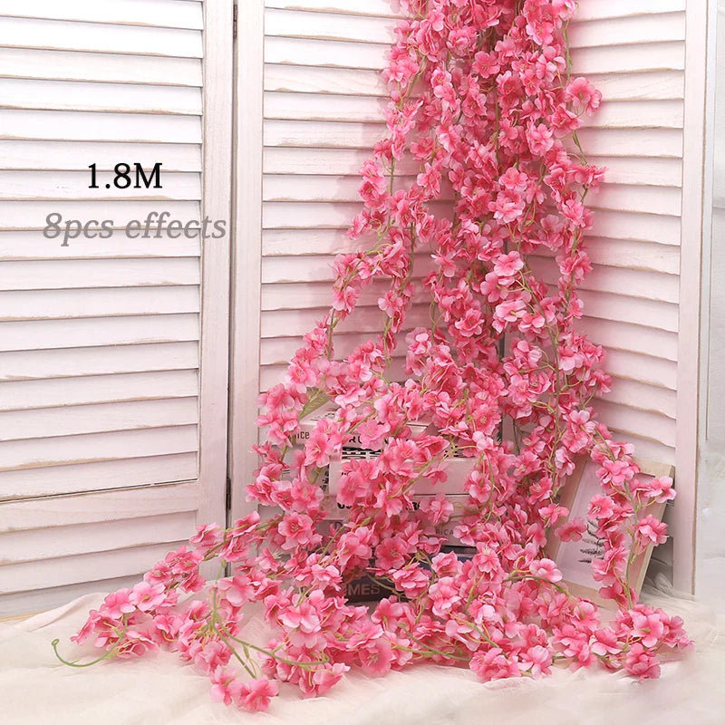 Frendorf | 180CM Künstliche Sakura Blumenranke – Hochzeitsgartenbogen, Heimparty-Dekoration, Weihnachtsbrautseidenblumen