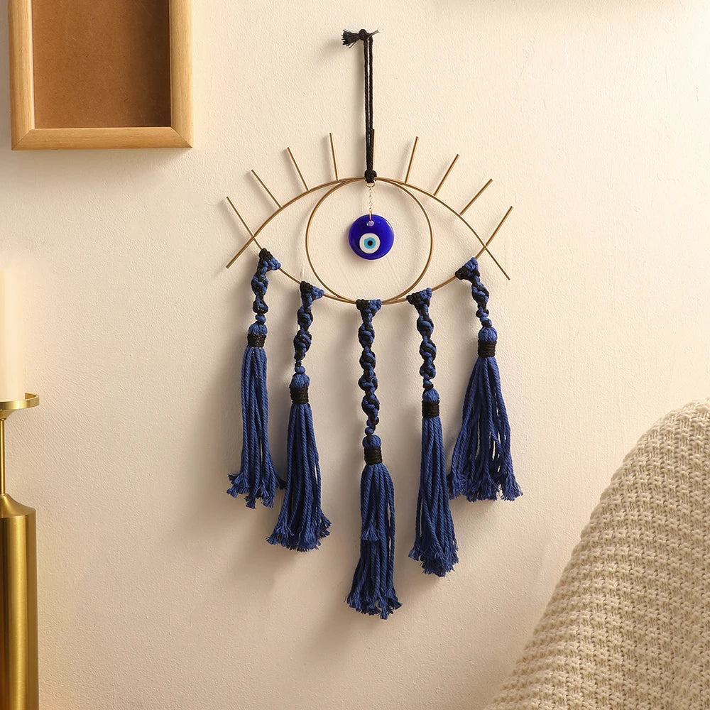 Evil Eye Makramee Wandbehang Traumfänger Boho Zimmer Dekor Türkisches Auge Wohnzimmer Schlafzimmer Feng Shui Amulett Heimdekoration