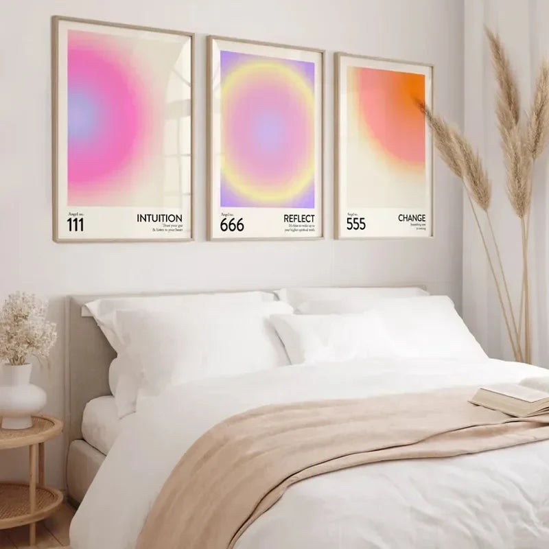 Moderne minimalistische Ästhetik, Wandkunst, Engel, digitaler Ton, Farbverlauf, Halo, Energie, Geheimnis, HD-Öl auf Leinwand, Poster, Heimdekoration, Geschenk