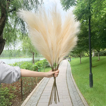 5 Stück 100 cm Künstliches Pampasgras Trockenrohr Blumenstrauß Hochzeitsfeier Dekoration Zuhause Raum DIY Künstliche Pflanzen Dekorationsbedarf