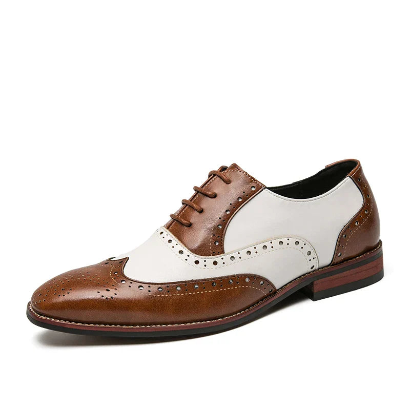 Frendorf | Herren Luxus Schuhe Brogue Schnürung Casual Britischer Stil Kontrastfarbe Oxford Büro