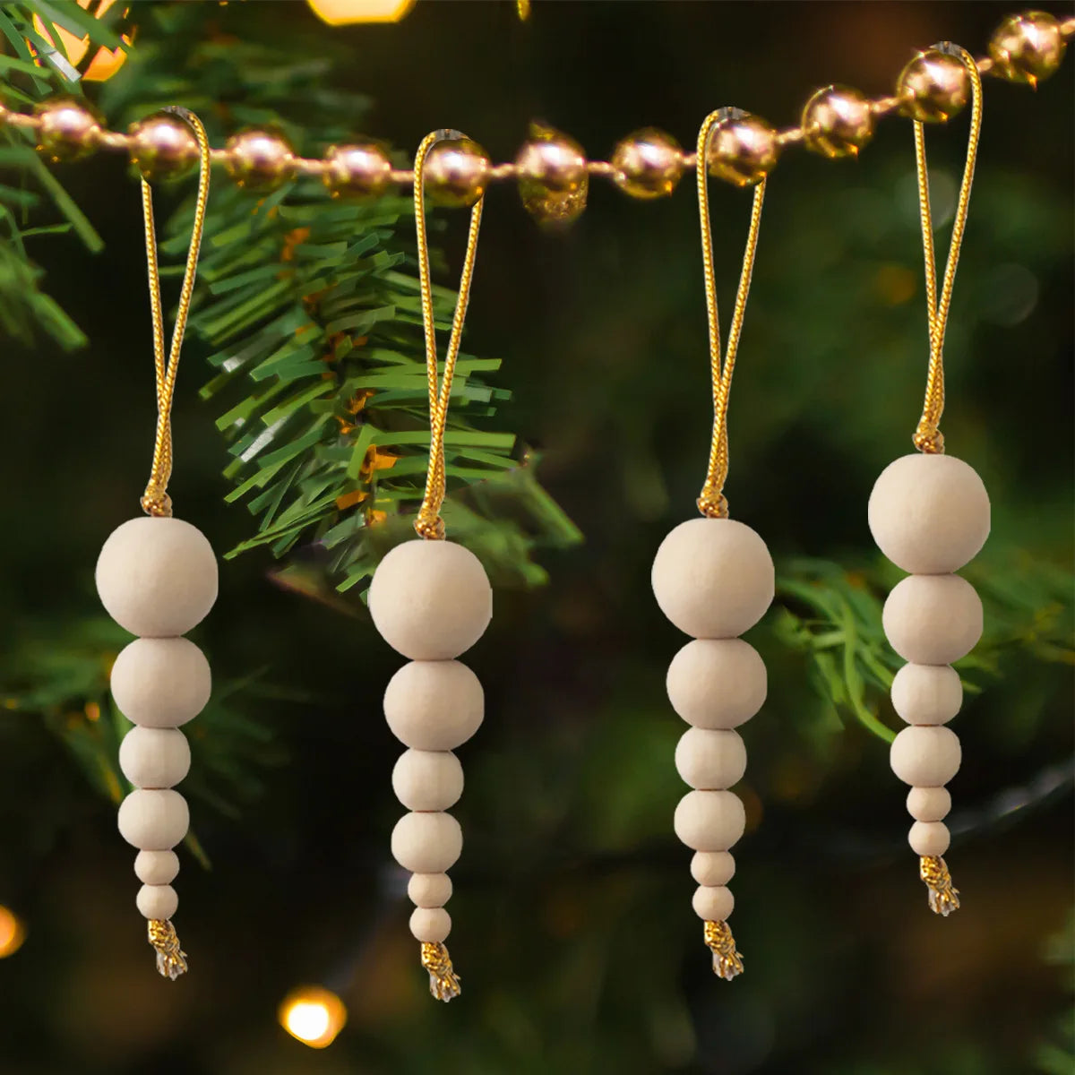 Frendorf | 3 Teile Holzperlen Weihnachtsbaum Dekor