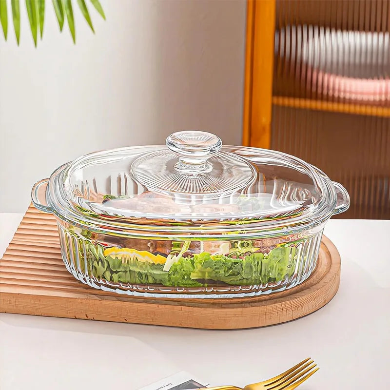 4-teilige Glas-Auflaufform, Set mit 2 Auflaufformen mit Glasdeckeln, 1,9 Qt und 3 Qt