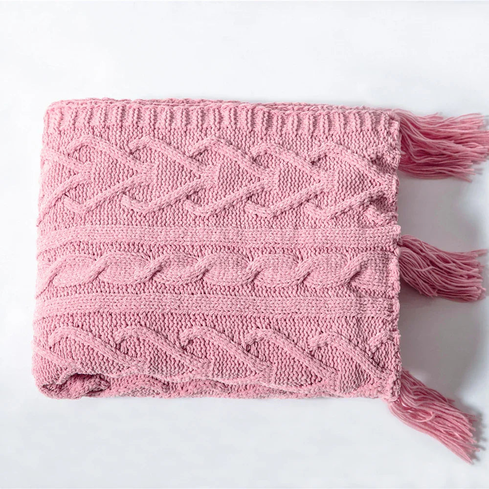 Frendorf | HeartKnit Kuscheldecke aus Chenille | Strickdesign | Für Bett & Sofa | Weich & Gemütlich