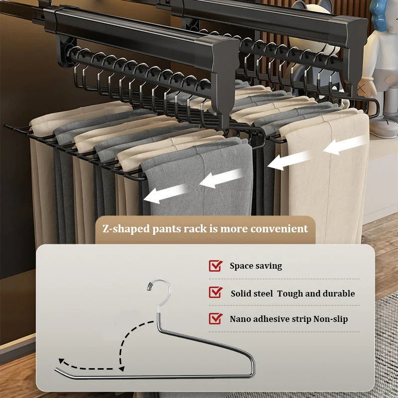Multifunktionaler Aluminiumlegierung Hosenständer - Ausziehbare Schienen für Kleiderschrank, Haushaltskleidungslagerung, Kleiderhaken