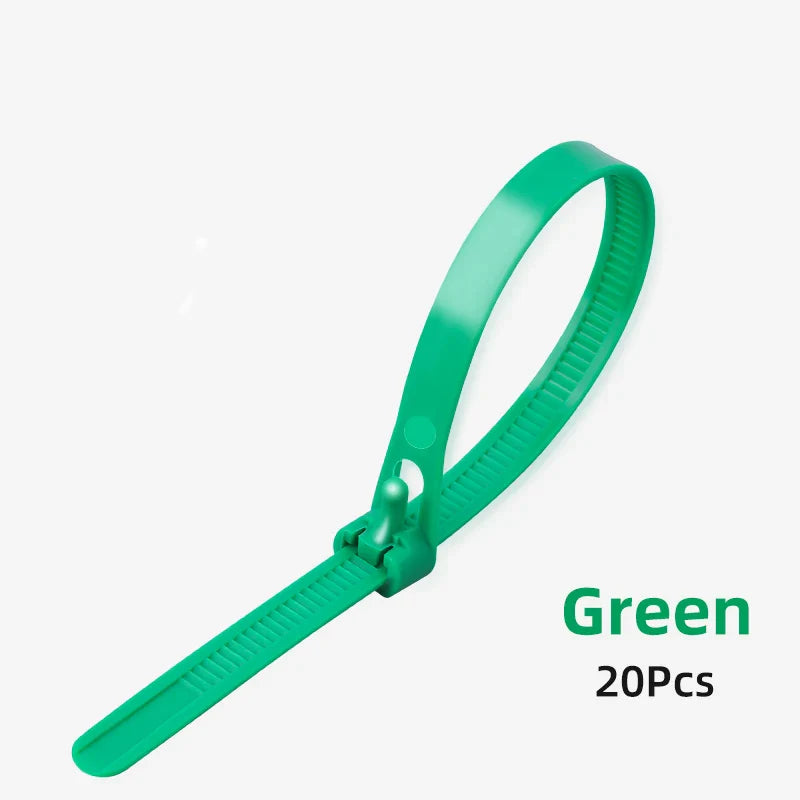 20 Stück Plastik wiederverwendbare Kabel-Zip-Ties: 8/10 Zoll, 8*200/250/300/450 Größen - lösbare Nylon, recycelbar abnehmbare Bündel