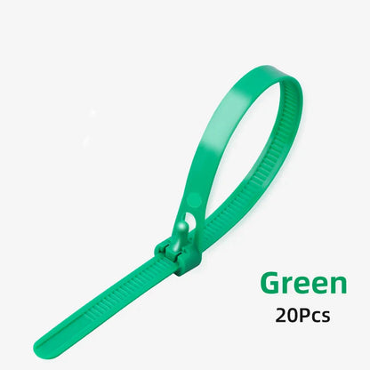 20 Stück Plastik wiederverwendbare Kabel-Zip-Ties: 8/10 Zoll, 8*200/250/300/450 Größen - lösbare Nylon, recycelbar abnehmbare Bündel