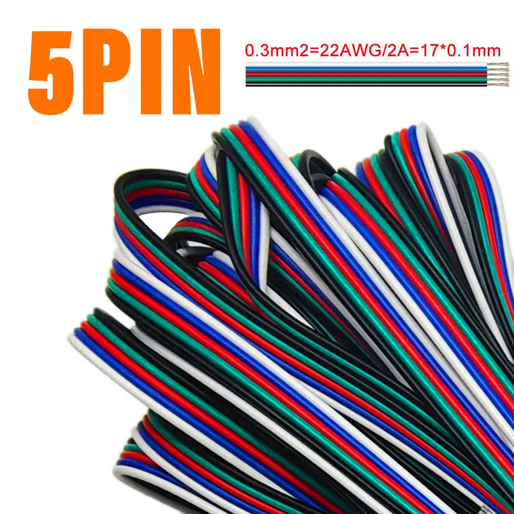 Frendorf | 2Pin zu 6Pin LED Verlängerungskabel – 1-10m Flexibles Elektrokabel für WS2812B, WS2811, SK6812, 5050 RGBW LED Streifenlicht (22AWG, 20AWG, 18AWG)