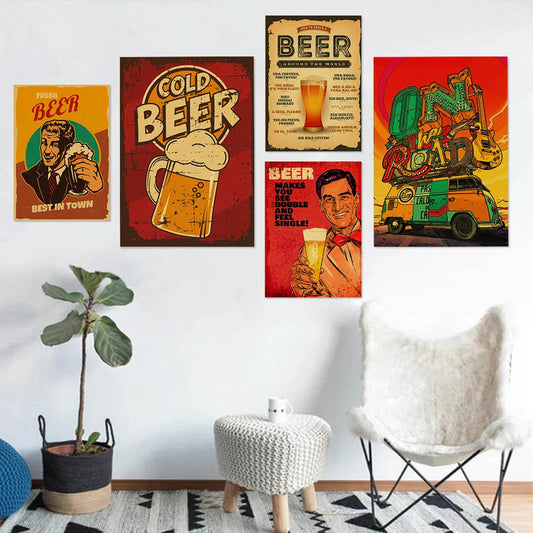 Bierliebhaber Kraftpapier-Poster Vintage Zuhause Zimmer Bar Café Dekor Ästhetische Kunst Wandmalerei