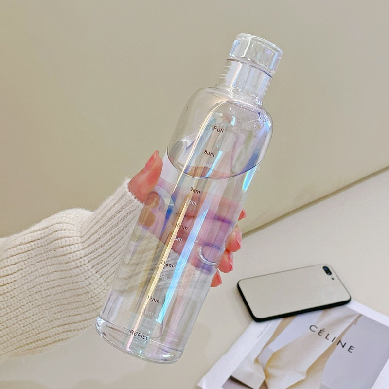 Zeit-Skalen hitzebeständige Glas Wasserflasche