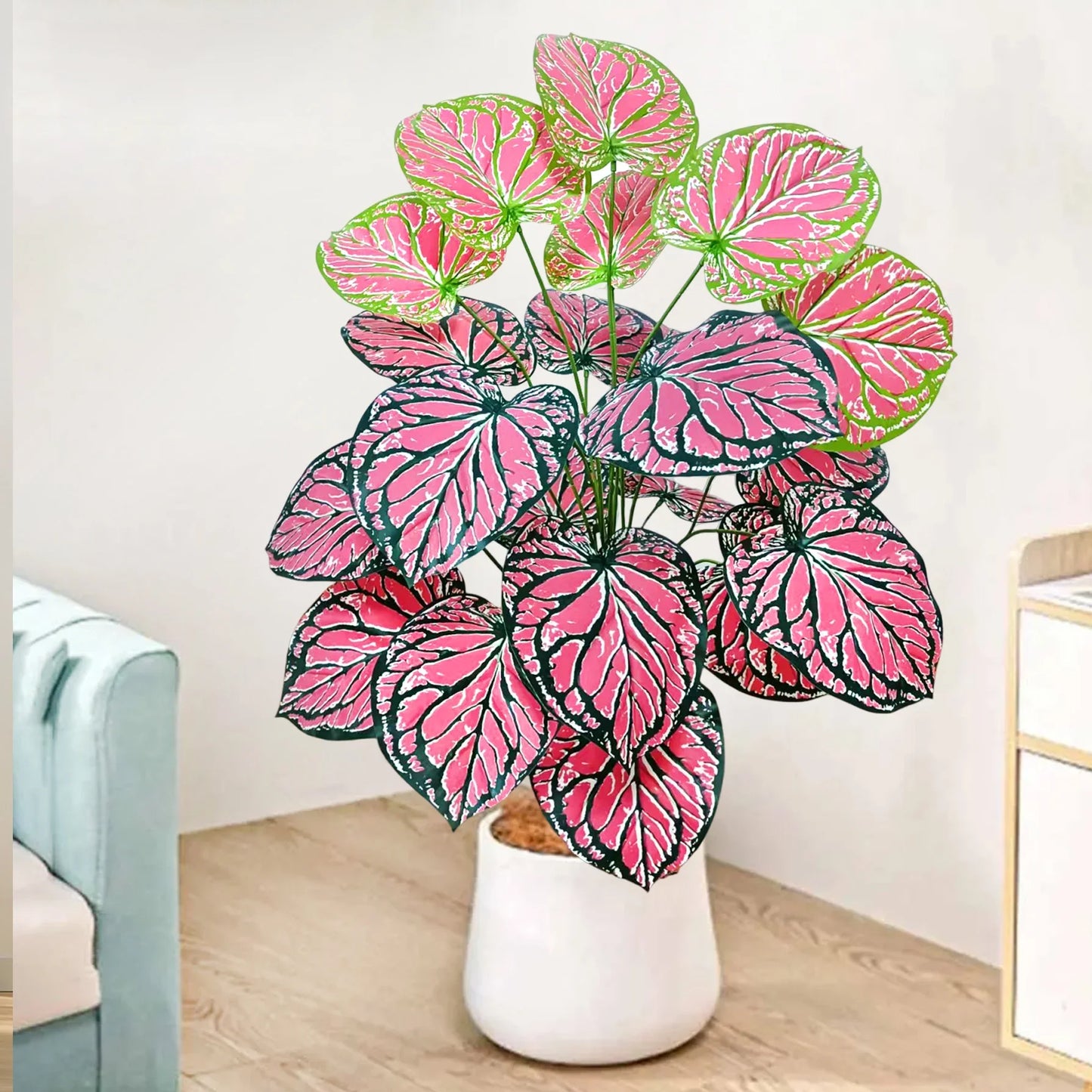 Frendorf | 105 cm Künstliche Pink Fairy Taro & Monstera Blätter – Seidentradieschen & Callalilien Dekor für Zuhause, Büro und Jubiläumsfeiern – Boden Display