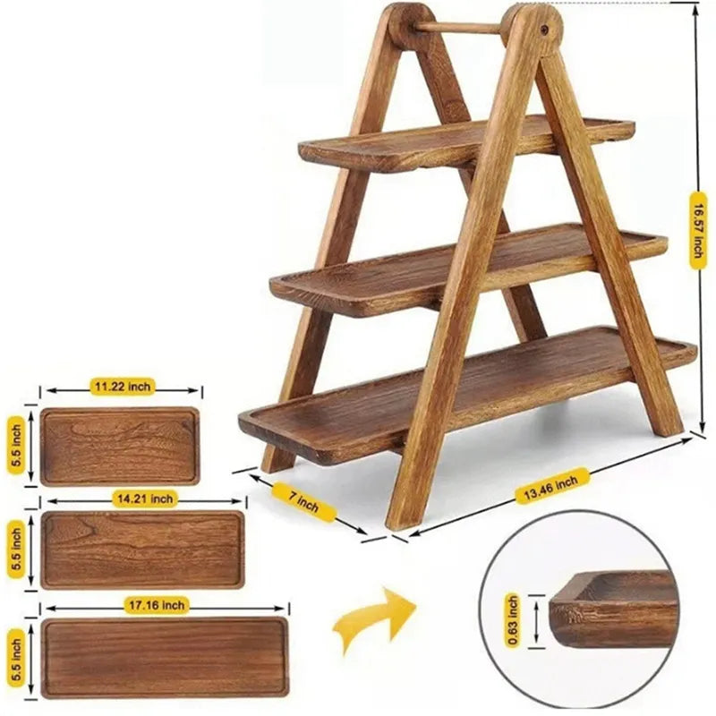 3-stufige Holz-Stufenplatte Dekor Kuchenständer Bauernhaus Stufenplatte Party Serviergeschirr und Platten Tabletts