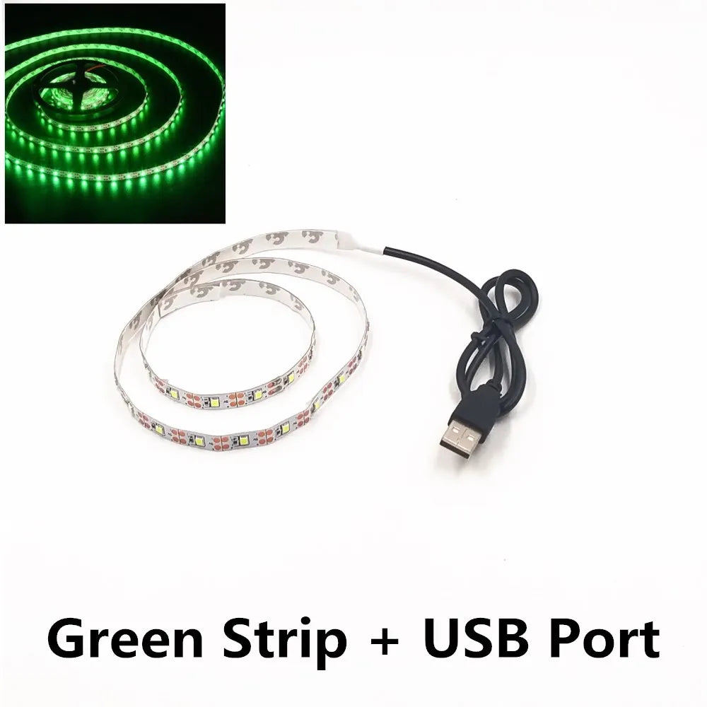 USB LED Nachtlichtstreifen - DC5V, SMD 3528, 50CM 1M 2M 3M 4M 5M Längen, mit USB-Anschluss für TV, PC, Laptop