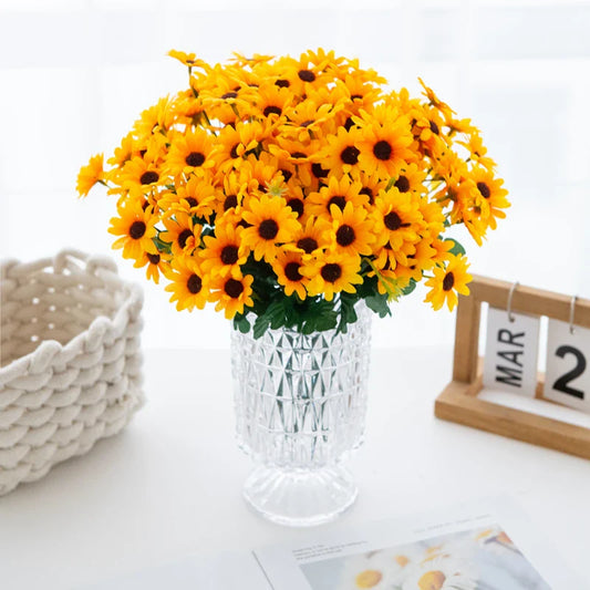 Frendorf | 3 Gabeln 22 Köpfe Künstlicher Gänseblümchenstrauß – Hochwertige Seidenblumen für Hochzeiten, Zuhause und Herbstdekorationen