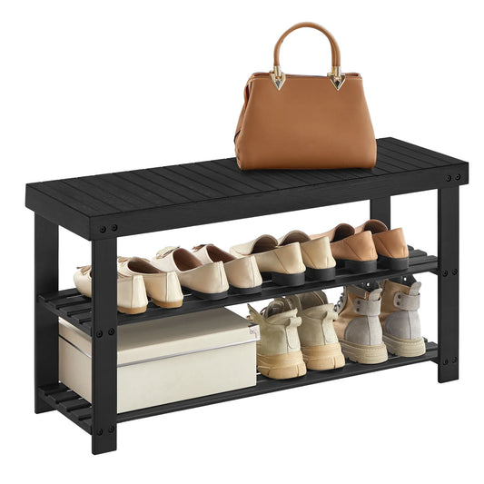 Frendorf | Bamboo Schuhregalbank - 3-Tier Organizer, trägt 130 kg