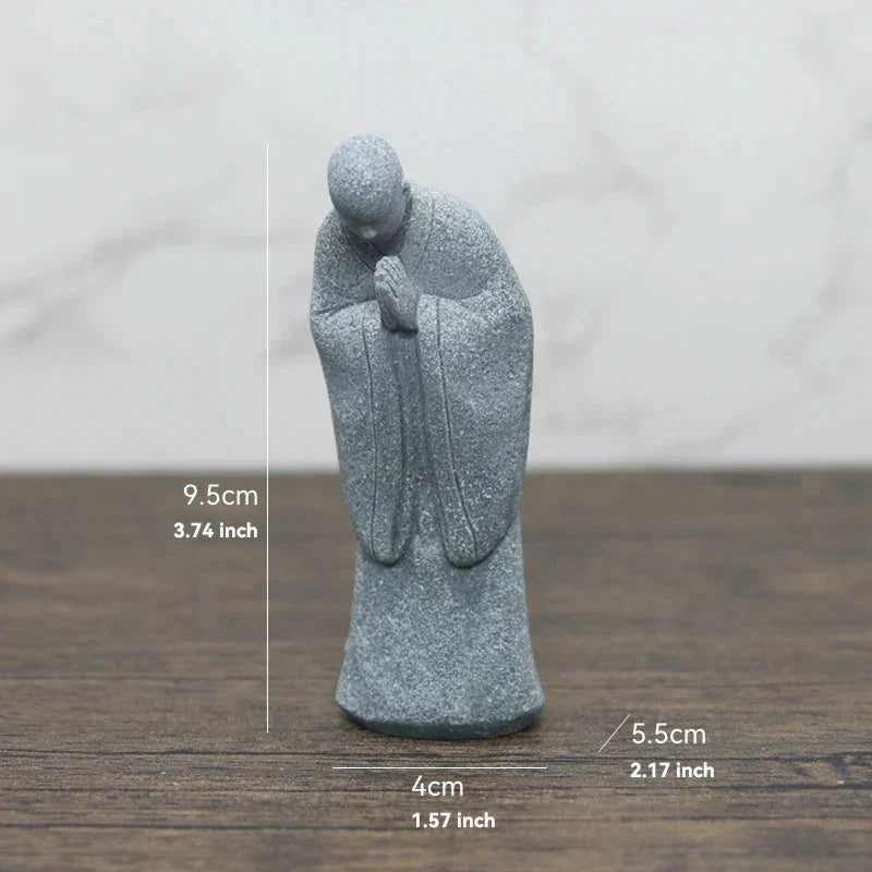 Frendorf | TranquilStone Buddha Figuren Set | Meditative Mönchs Statuen | Zen Garten Dekoration | Achtsamkeit & Feng Shui Deko für Zuhause