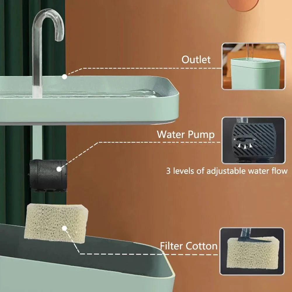 Frendorf | Ultra-leise Haustier-Wasserbrunnen mit intelligenter Filtration - 1,5 l Edelstahl
