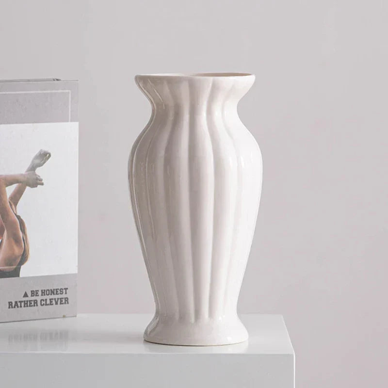 Frendorf | Vasea Nordic Große Keramikvase | Minimalistische Trockenblumenvase | Tisch- & Wohnzimmereinrichtung für Blumenarrangements