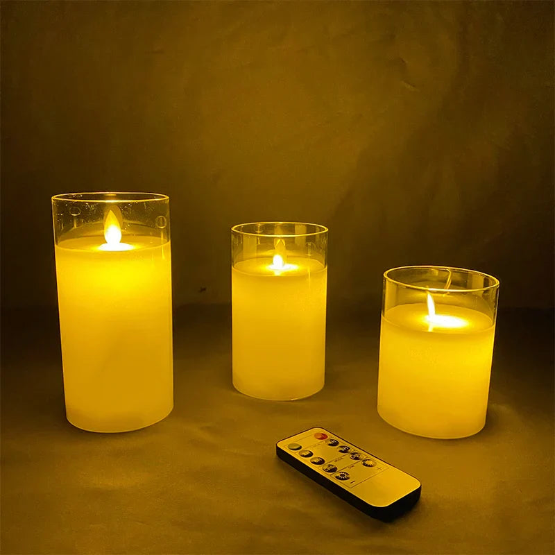 Frendorf | GlowLite™ Flammenlose LED Kerzen Set 3-teilig | Sicheres Stimmungslicht für Zuhause | Dekorative LED Kerzen