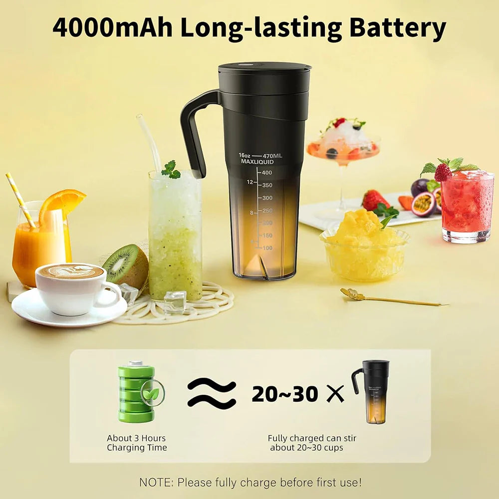 Tragbarer Entsafter - Wiederaufladbarer Mini-Mixer mit 6 scharfen Klingen für Shakes und Smoothies