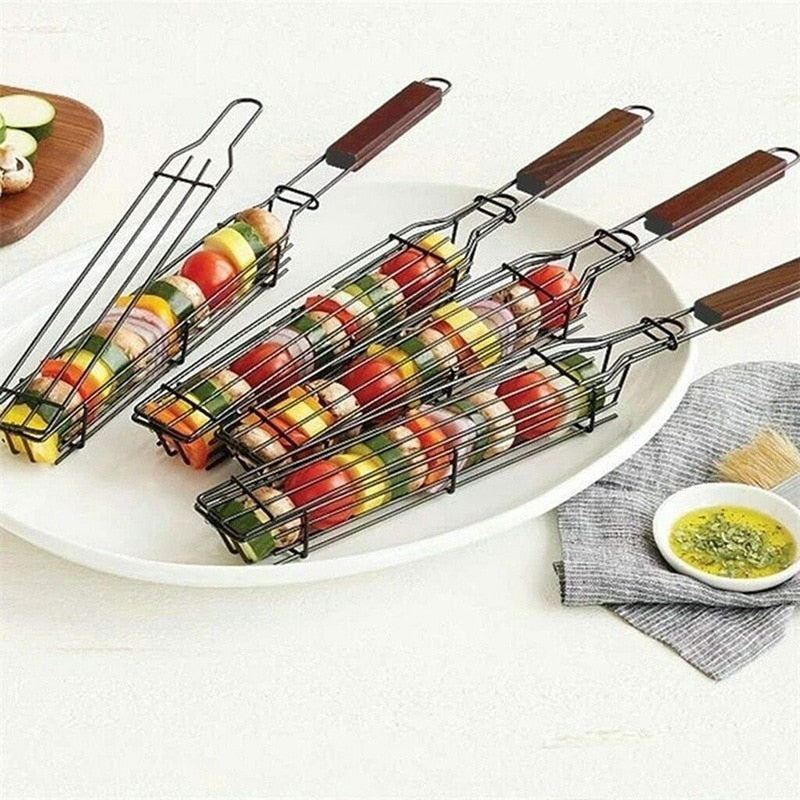 Tragbarer Antihaft-BBQ-Grillkorb - Kohlen-Grill-Zubehör für Outdoor-Camping, Picknick und Fleischröstung
