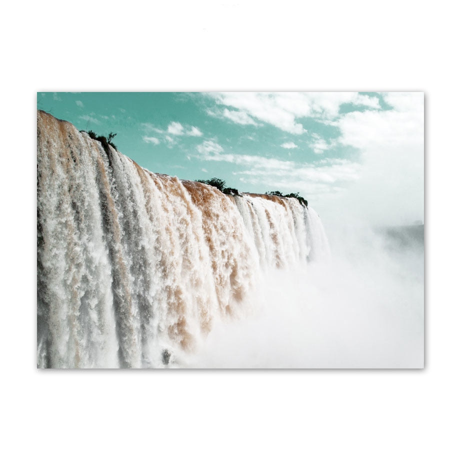 Venice Amalfi Küstenstadt Wasserfall Leinwandposter | Nordisches Schlafzimmer Wandkunst für Wohnzimmer Wohnkultur