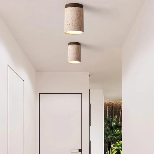 Eingebauter Lustre aus Travertin für Eingangsbereich und Treppe