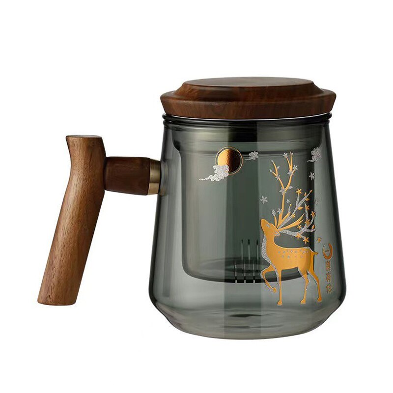 Hochwertige hitzebeständige Glasmug Tee Wasserseparator Teetasse Kung Fu Teeset Filter Wasserbecher mit Deckel Filter Büroteetasse