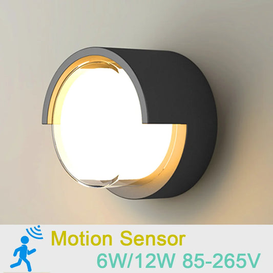 Frendorf | "Bewegungsmelder LED Wandleuchte – 6W/12W wandmontierte Lampe für Wohnzimmer, Schlafzimmer, Küche und Außengebrauch – AC85-265V"