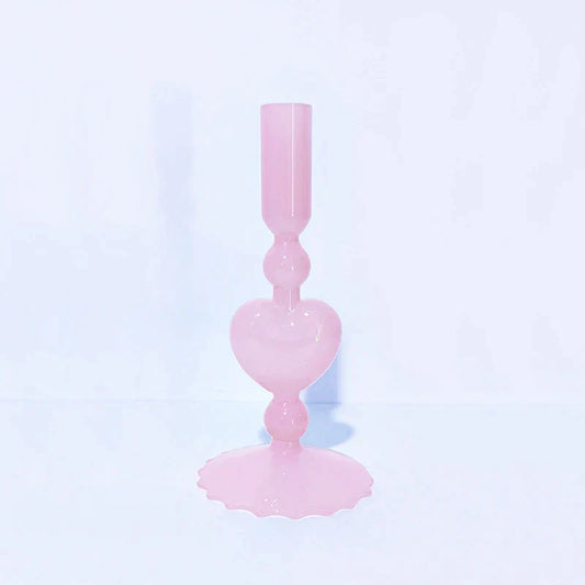 Retro Taper Kerzenhalter Rote Herzform Glas Kerzenständer Hochzeit Tischdekoration Zuhause Party Glas Vase Dekor