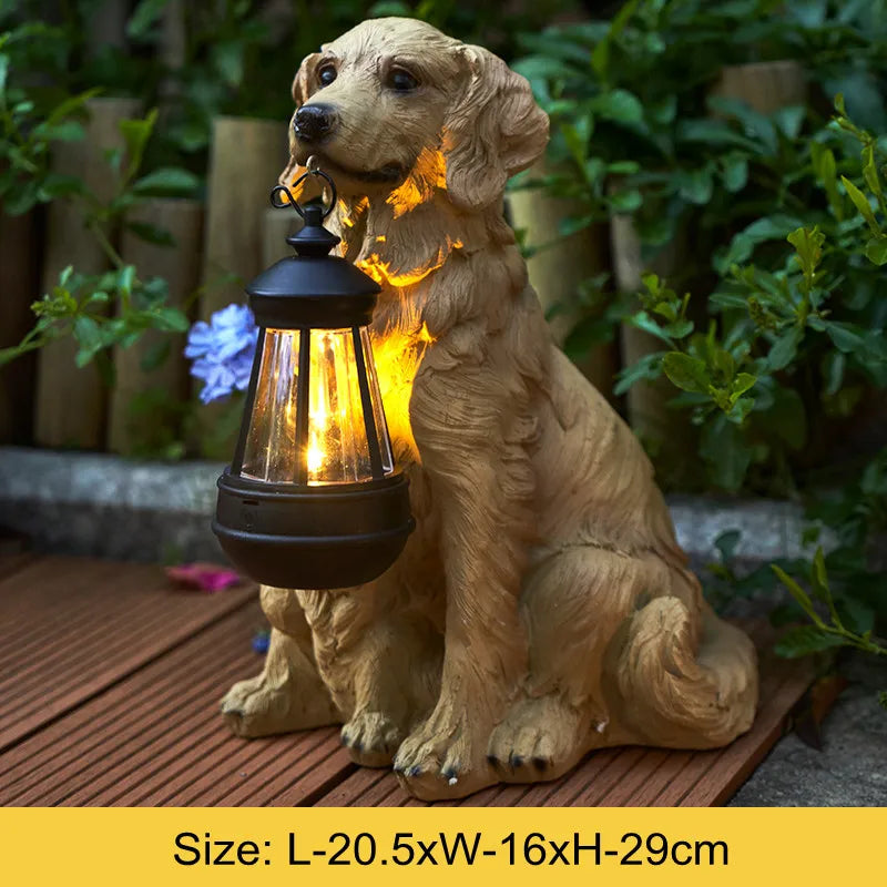 Frendorf | Solarbetriebene Outdoor-Harz-Hundestatue Lampe