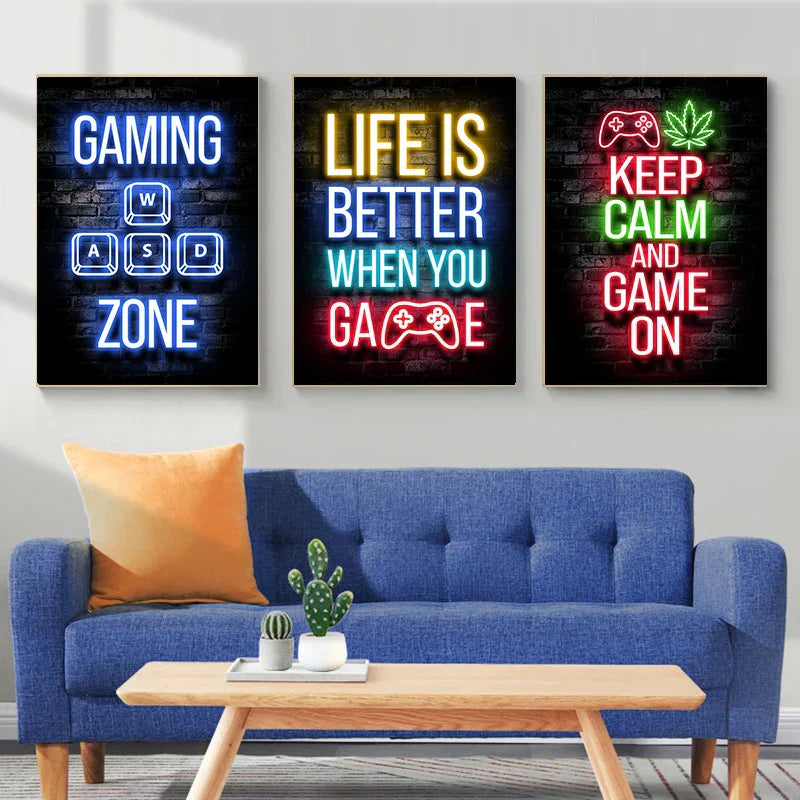 Frendorf | GameVibe Exquisite Gaming Art Poster Leinwanddruck | Hochwertige Wandkunst | Dekoration für Gamer & Spielzimmer