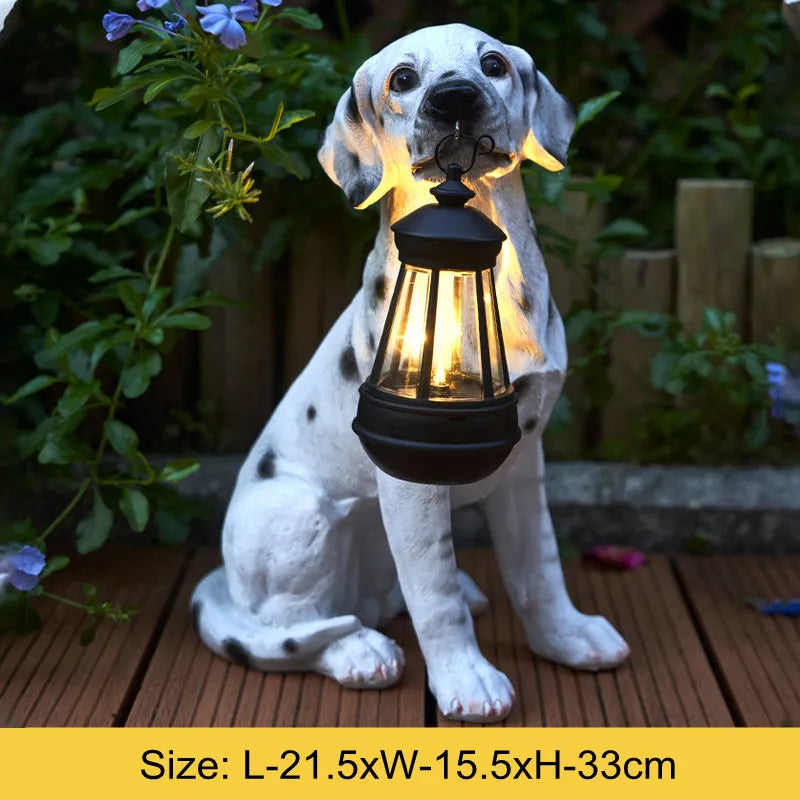 Frendorf | Solarbetriebene Outdoor-Harz-Hundestatue Lampe