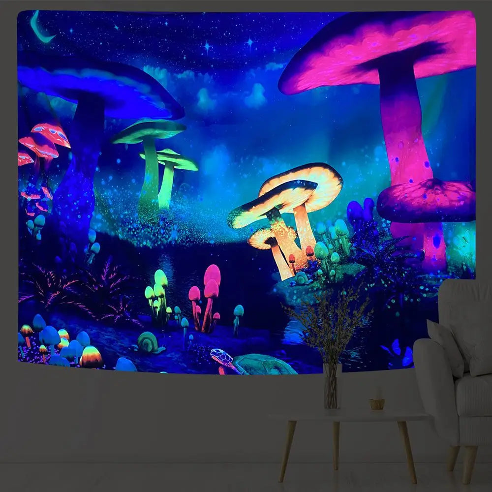 Psychedelischer Pilz Glow Wandteppich