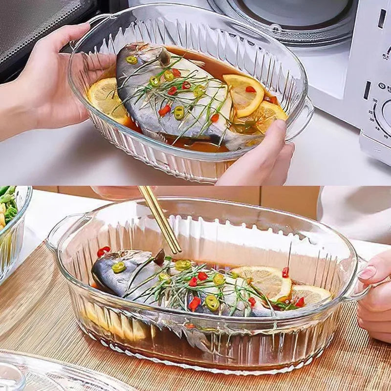 4-teilige Glas-Auflaufform, Set mit 2 Auflaufformen mit Glasdeckeln, 1,9 Qt und 3 Qt