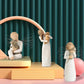 Statuette aus Kunstharz, Menschen, Familienfiguren, Skulptur, Figuren für Heimdekoration, Tischdekoration, Wohnzimmer, Engel, Umarmung, Hund, Vater, Kind