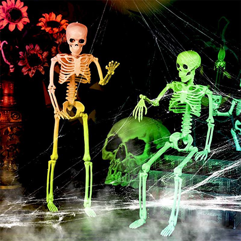 Halloween Fälschung Menschliches Schädelskelett Bewegliche Dekorationen für Zuhause Bar Spukhaus Horror Requisiten Ornament Spielzeuge Halloween Dekoration