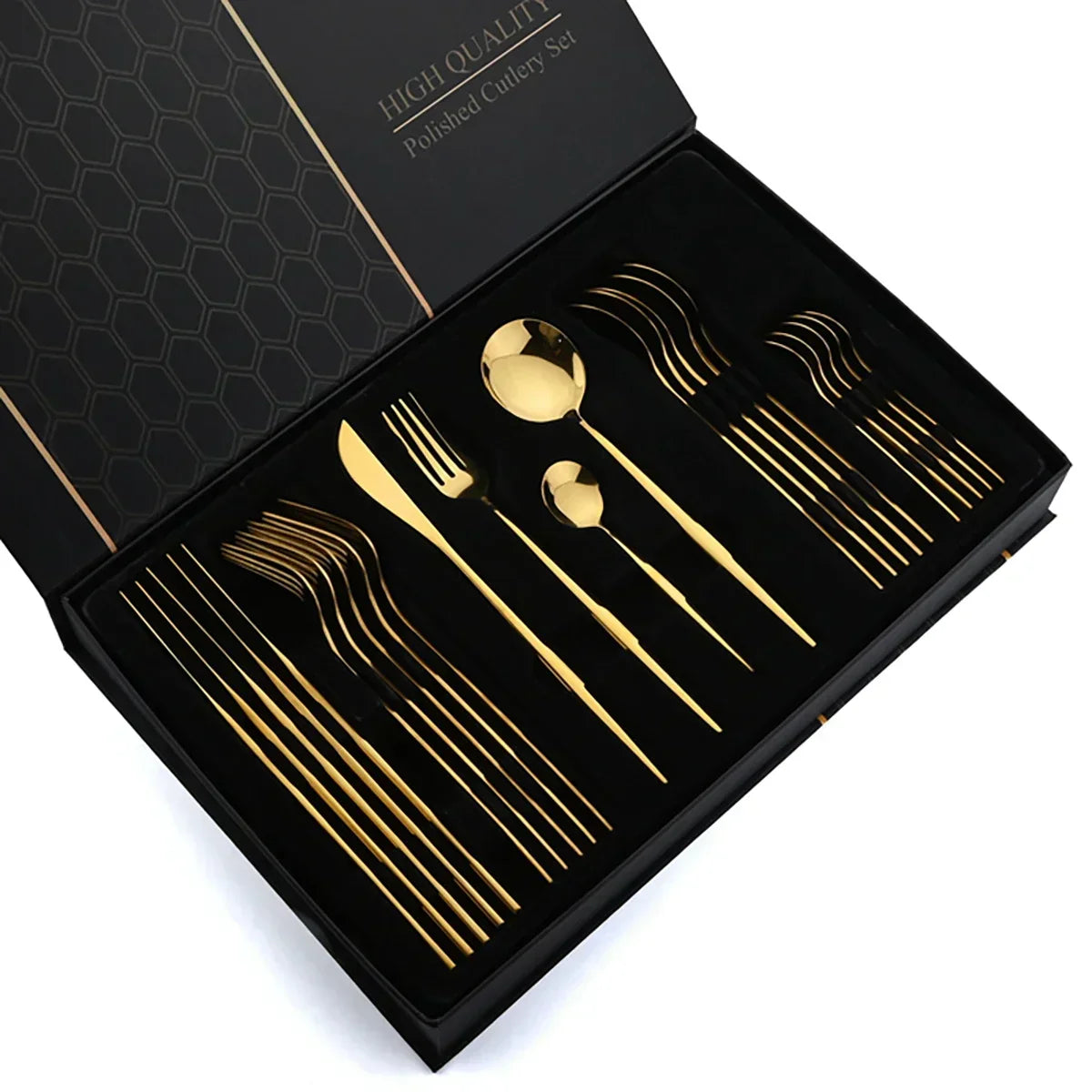 Frendorf | Cutluxe Elegance 24-teiliges Besteckset | Edelstahl | Modernes Design | Spülmaschinengeeignet | Hochwertige Tischkultur