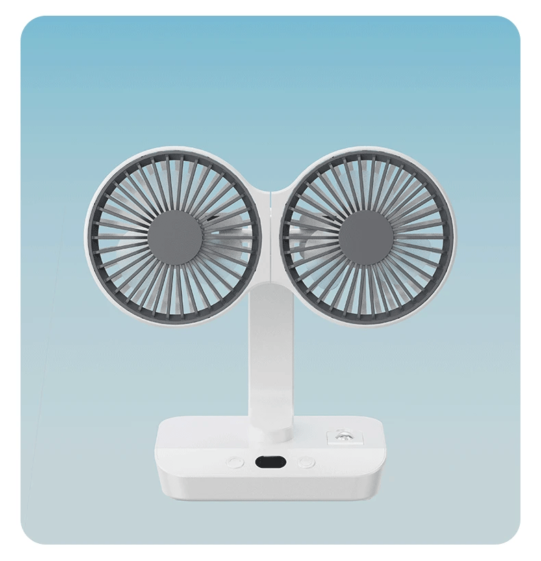 Frendorf | Verstellbarer Doppelkopfan Tischventilator Nachtlampe